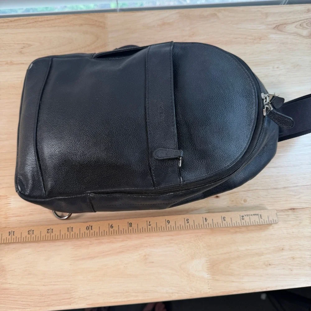 Coach Charles Sling Pack Black Leather Backpack F54770 Shoulder Crossbody Bag